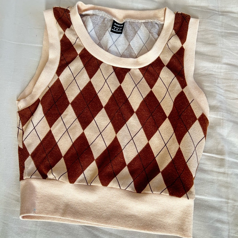 S Brown Pattern Top